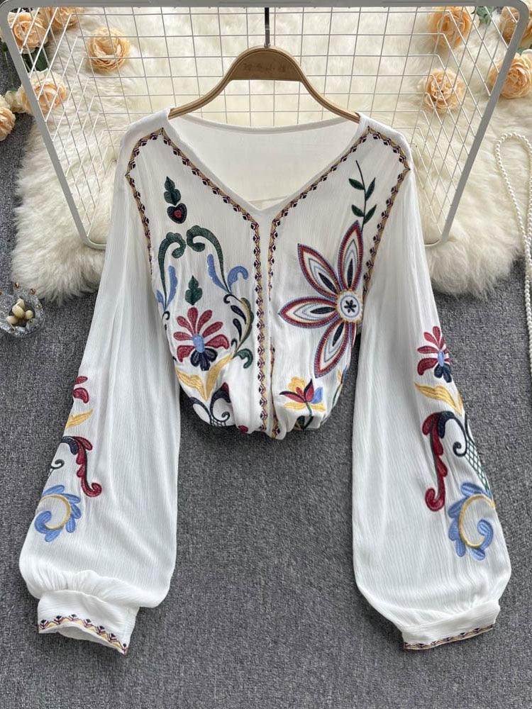 Bohemian Embroidered Blouse Tops - The Burner Shop
