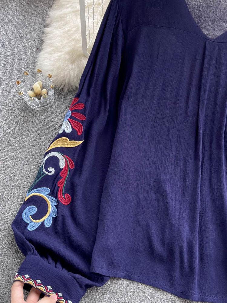 Bohemian Embroidered Blouse Tops - The Burner Shop