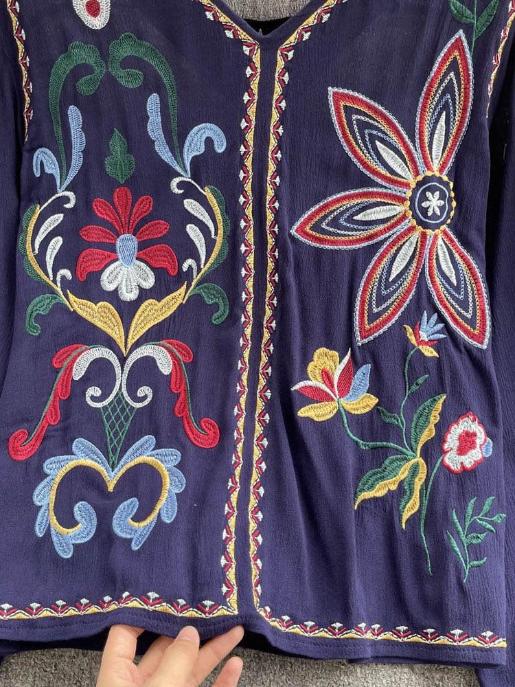 Bohemian Embroidered Blouse Tops - The Burner Shop
