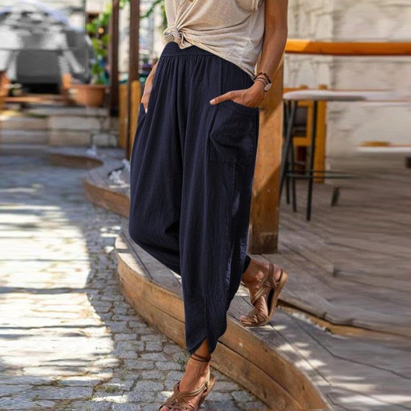 Bohemian Linen Harem Pants Harem Pants - The Burner Shop