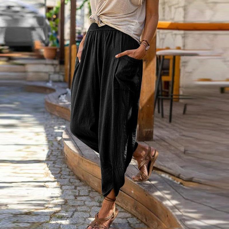 Bohemian Linen Harem Pants Harem Pants - The Burner Shop