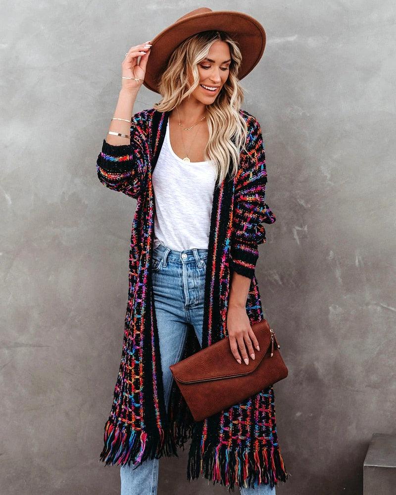 Bohemian Vintage Fringe Cardigan Cardigans - The Burner Shop