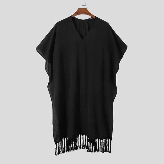 Boho Black Cardigan With Tassels Cardigans - The Burner Shop