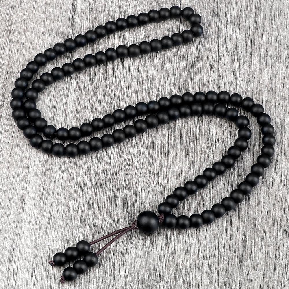 Boho Black Natural Stone Beaded Necklace Necklaces - The Burner Shop