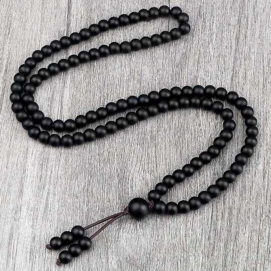 Boho Black Natural Stone Beaded Necklace Necklaces - The Burner Shop