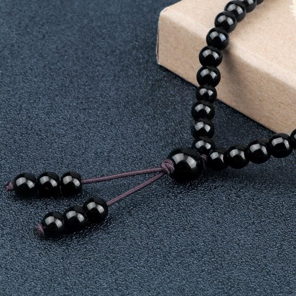 Boho Black Natural Stone Beaded Necklace Necklaces - The Burner Shop