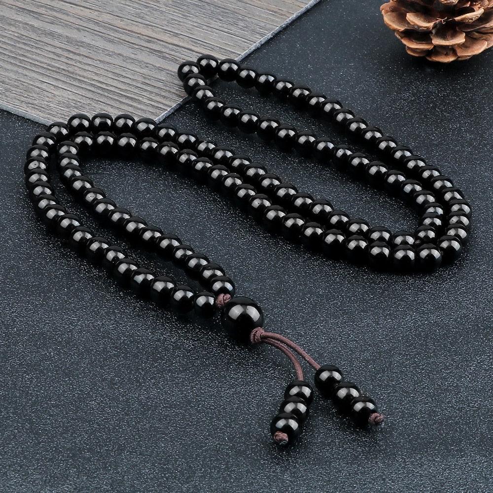 Boho Black Natural Stone Beaded Necklace Necklaces - The Burner Shop