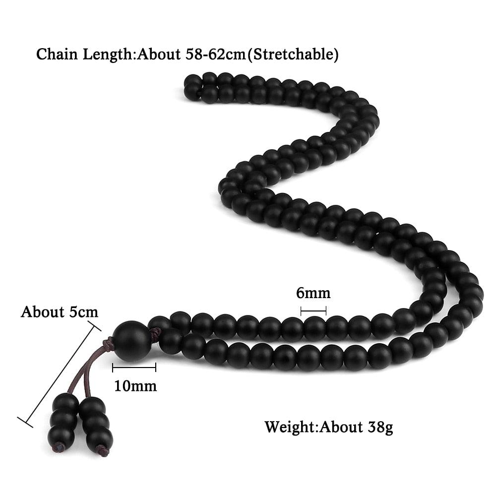 Boho Black Natural Stone Beaded Necklace Necklaces - The Burner Shop