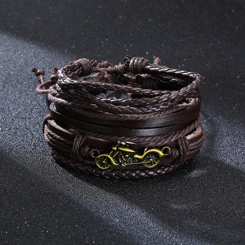 Boho Braided Wrap Leather Wristbands Set Bracelets - The Burner Shop