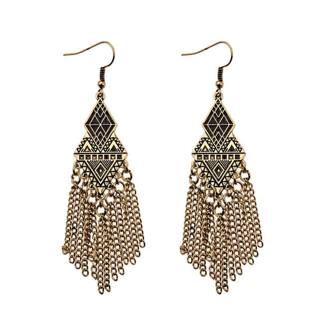 Boho Chain Tassel Drop Earrings Earrings - The Burner Shop