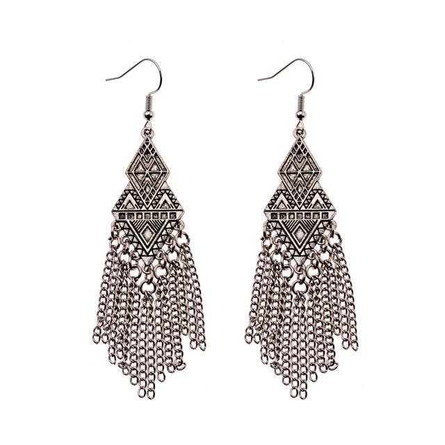 Boho Chain Tassel Drop Earrings Earrings - The Burner Shop