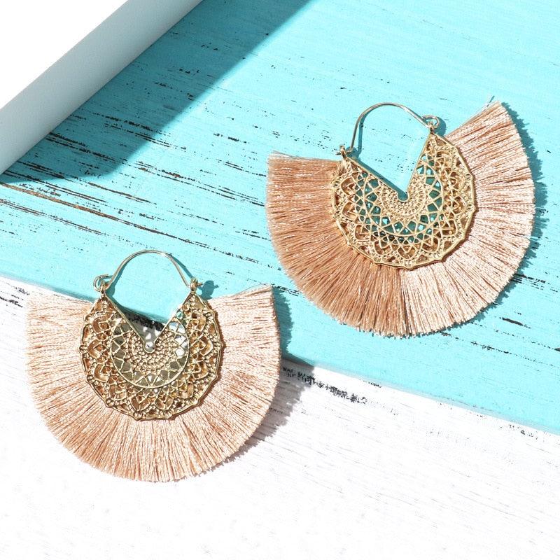 Boho Chic Fan Shaped Earrings Earrings - The Burner Shop