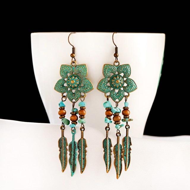 Boho Chic Long Chain Dangle Earrings Earrings - The Burner Shop