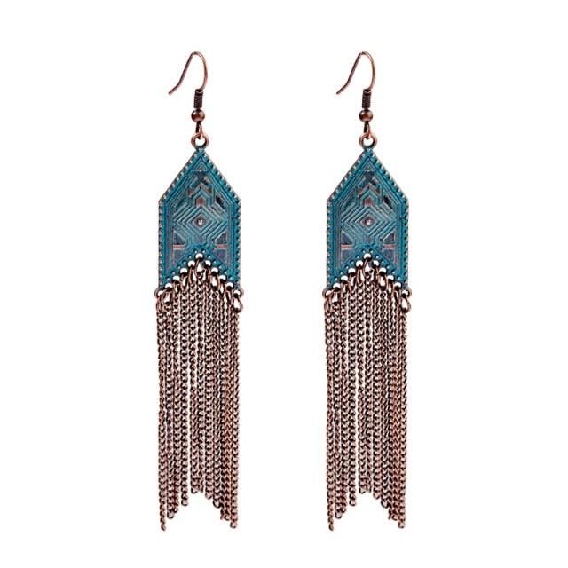 Boho Chic Long Chain Dangle Earrings Earrings - The Burner Shop
