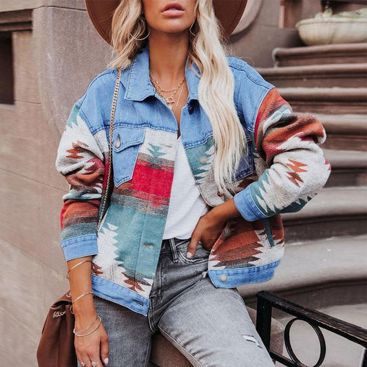 Boho Chic Retro Denim Jacket Jackets - The Burner Shop