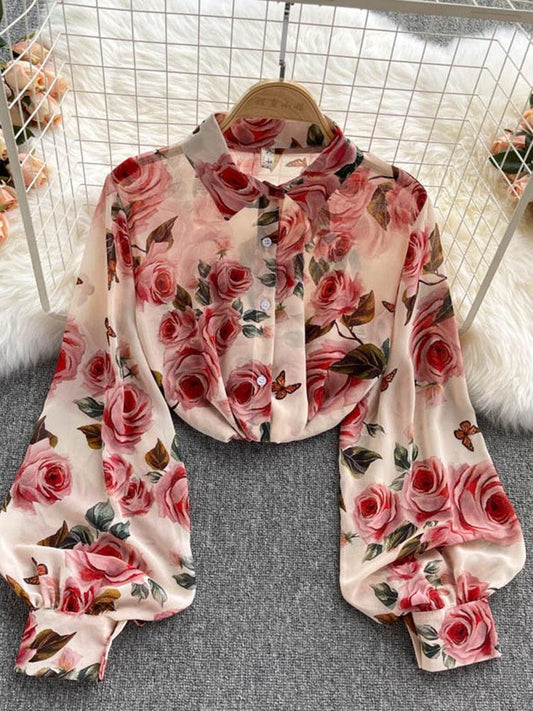 Boho Chiffon Floral Blouse Tops - The Burner Shop