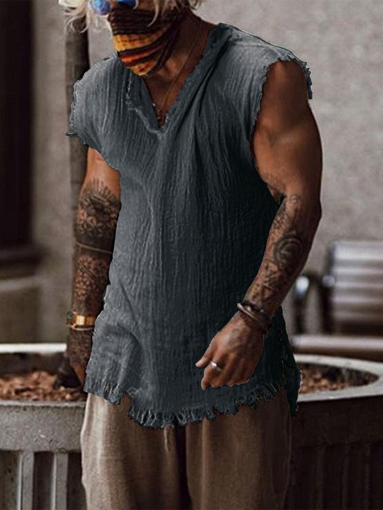 Boho Cotton Sleeveless Loose Shirt Shirts - The Burner Shop