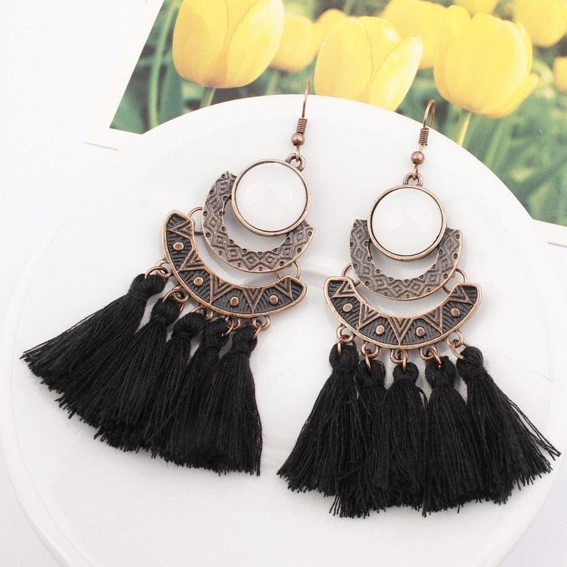 Boho Drop Tassel Earrings Earrings - The Burner Shop