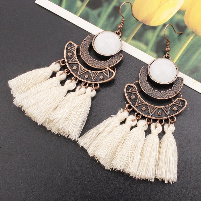 Boho Drop Tassel Earrings Earrings - The Burner Shop
