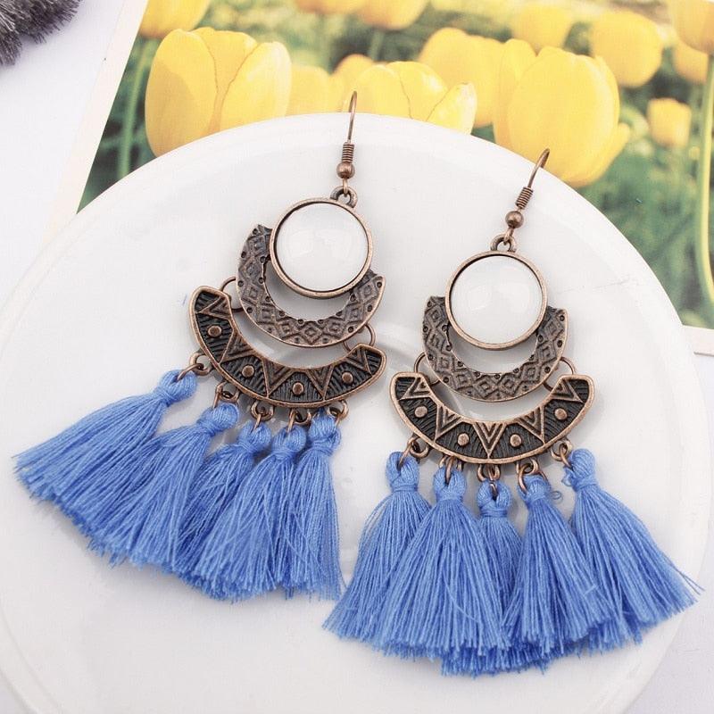 Boho Drop Tassel Earrings Earrings - The Burner Shop