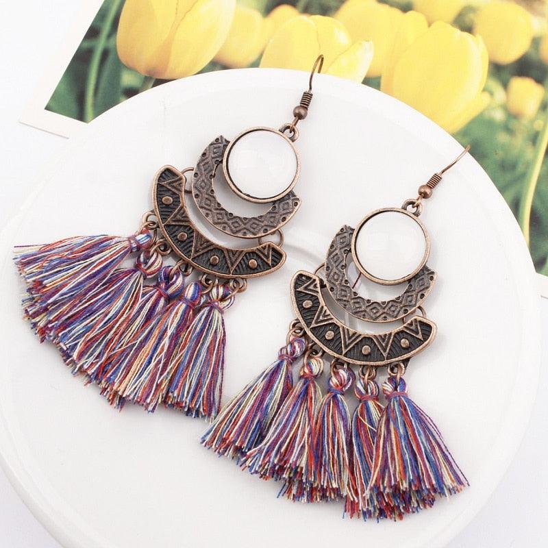 Boho Drop Tassel Earrings Earrings - The Burner Shop