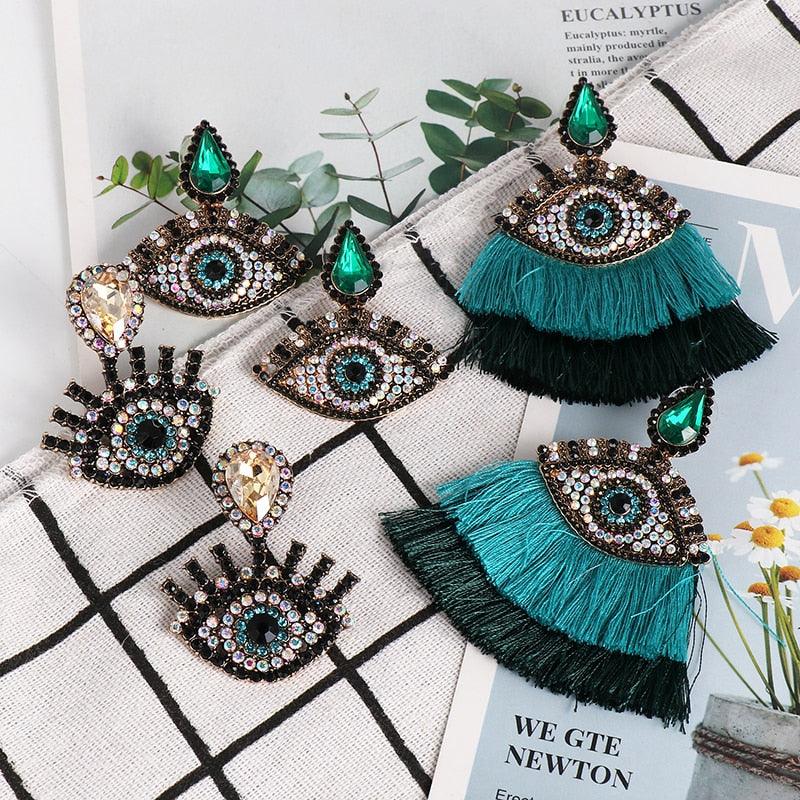 Boho Evil Eye Dangle Earrings Earrings - The Burner Shop