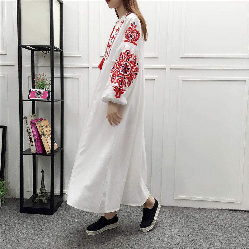 Boho Floral Embroidery Beach Dress dresses - The Burner Shop