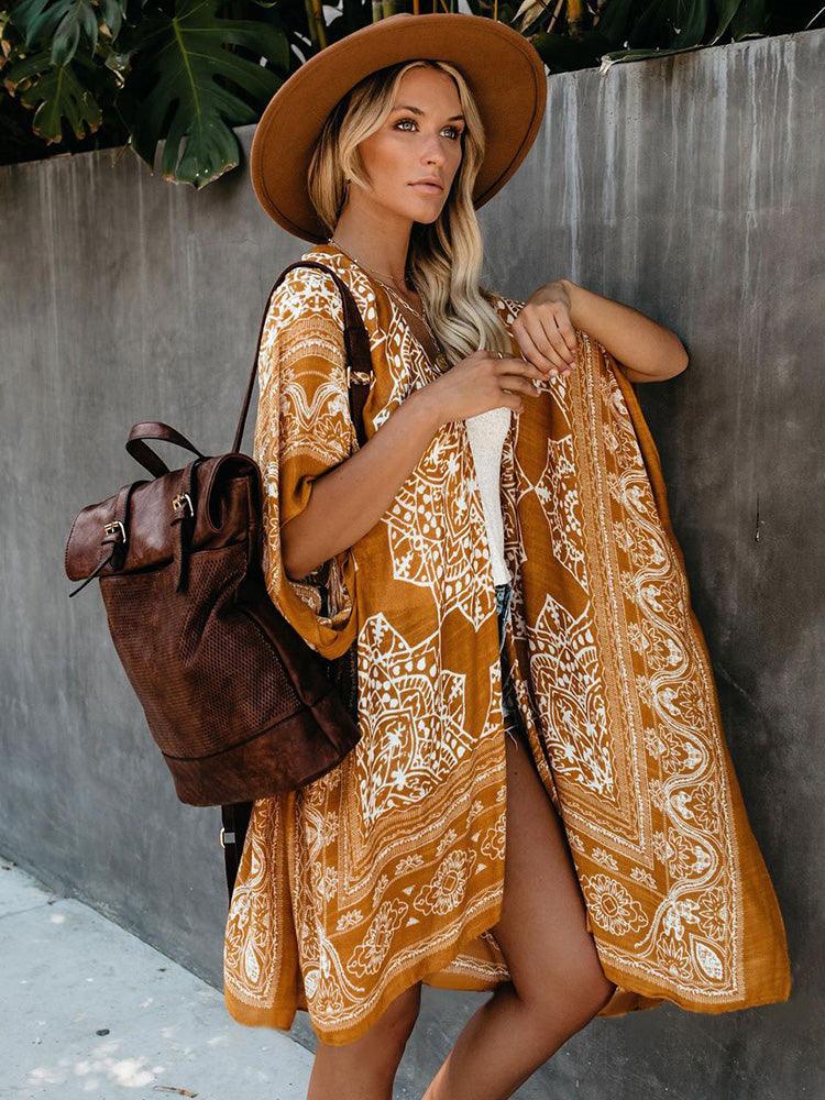 Boho Floral Printed Pattern Cardigan Cardigans - The Burner Shop