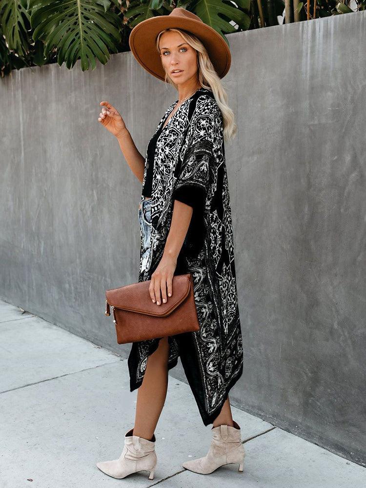 Boho Floral Printed Pattern Cardigan Cardigans - The Burner Shop