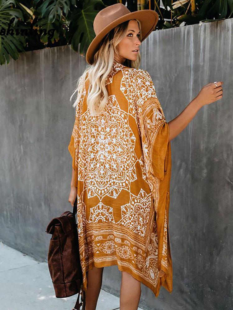 Boho Floral Printed Pattern Cardigan Cardigans - The Burner Shop