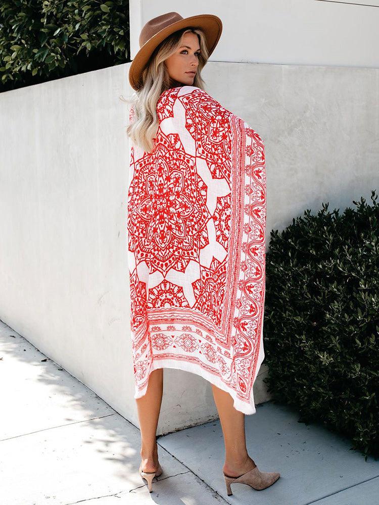 Boho Floral Printed Pattern Cardigan Cardigans - The Burner Shop