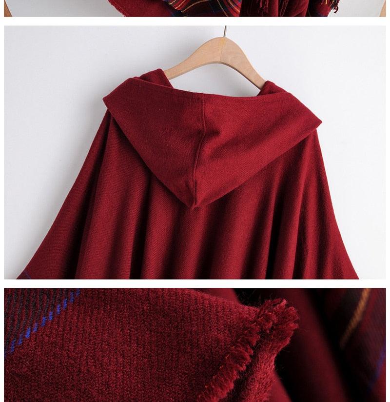 Boho Hooded Shawl Poncho Ponchos - The Burner Shop