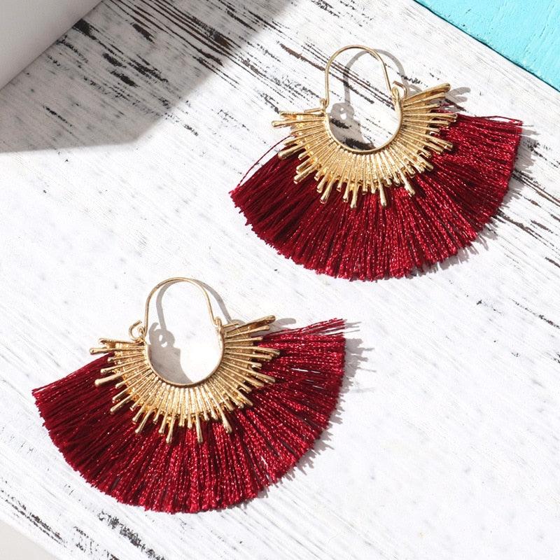 Boho Irregular Round Tassel Earrings Earrings - The Burner Shop