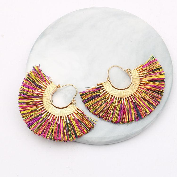 Boho Irregular Round Tassel Earrings Earrings - The Burner Shop