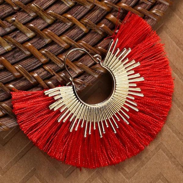 Boho Irregular Round Tassel Earrings Earrings - The Burner Shop