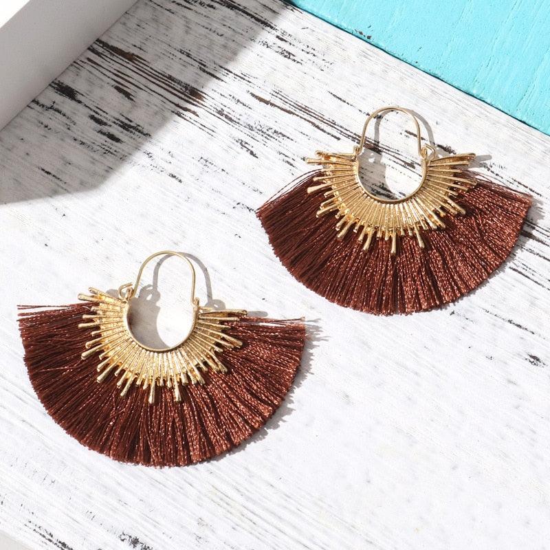 Boho Irregular Round Tassel Earrings Earrings - The Burner Shop