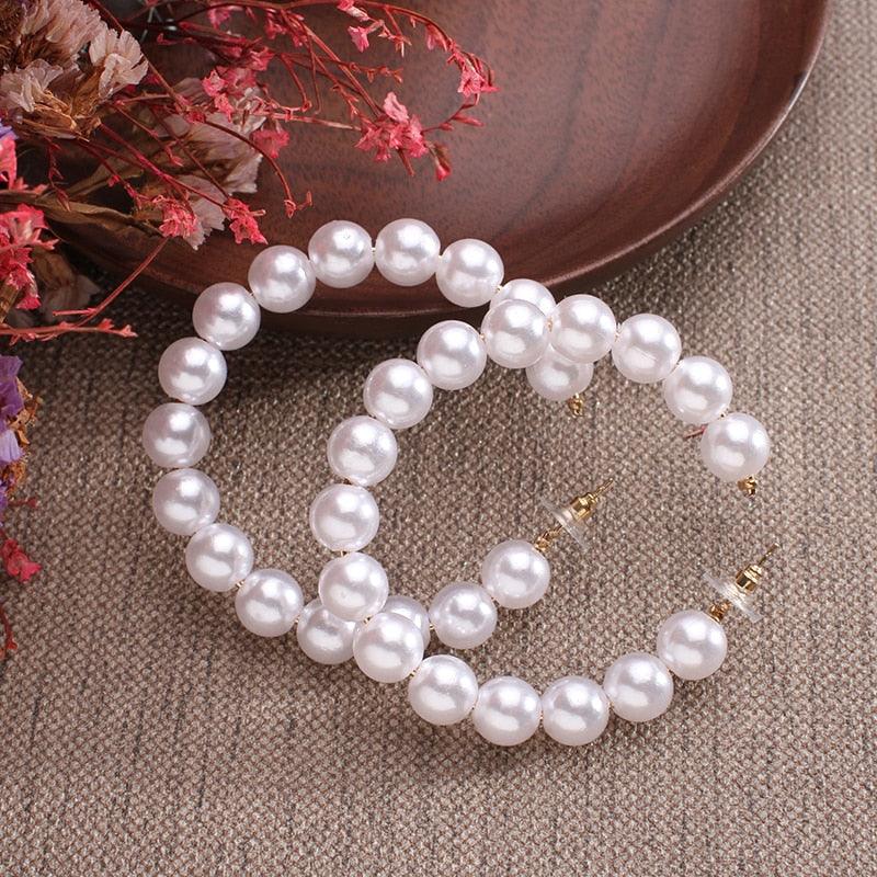 Boho Large Pearl Hoop Earrings Earrings - The Burner Shop