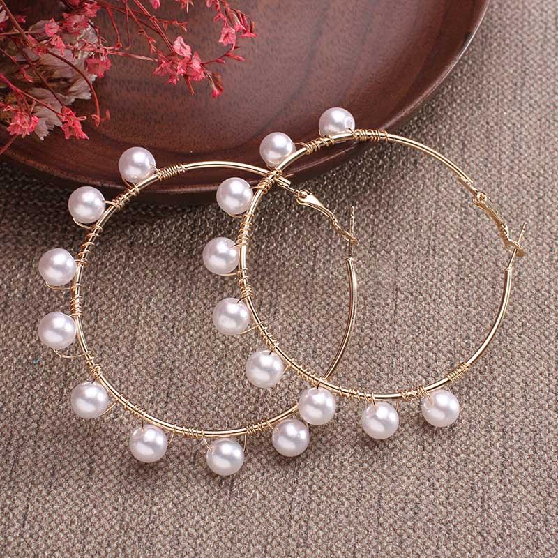 Boho Large Pearl Hoop Earrings Earrings - The Burner Shop