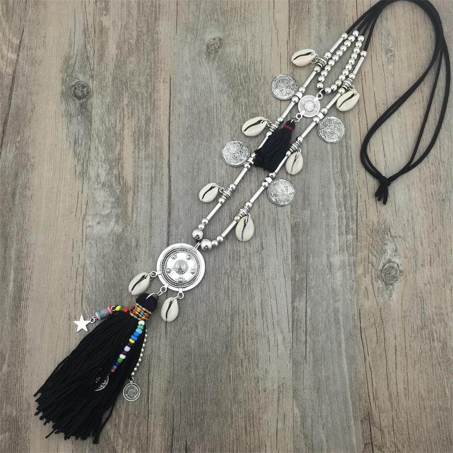 Boho Leather Necklace With Long Tassel Necklaces - The Burner Shop
