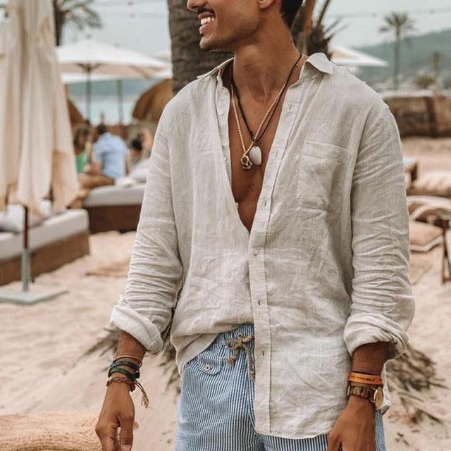 Boho Long Sleeve Linen Shirt Shirts - The Burner Shop