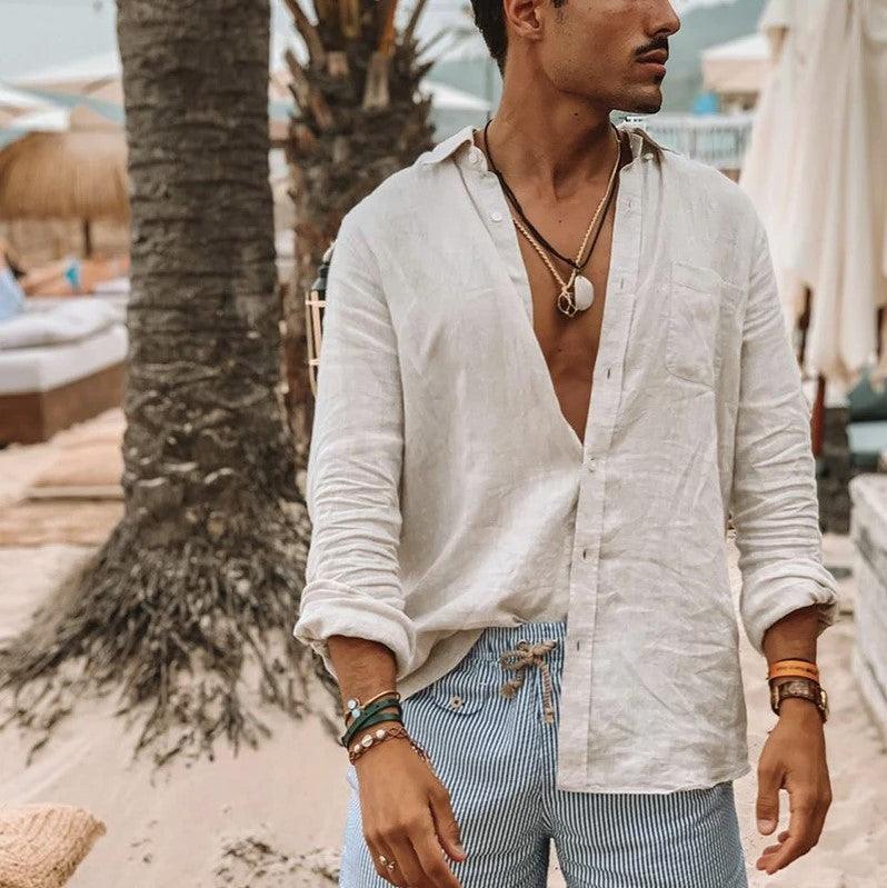 Boho Long Sleeve Linen Shirt Shirts - The Burner Shop