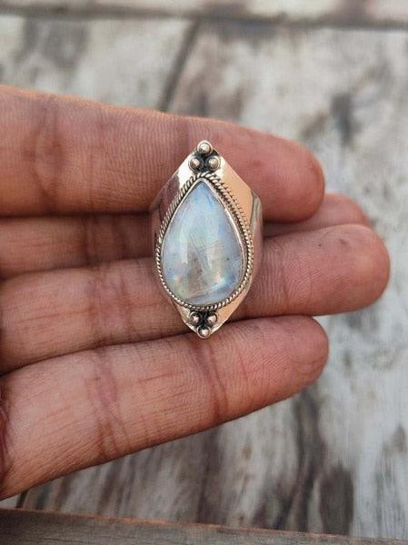 Boho Moonstone Healing Crystal Ring Rings - The Burner Shop