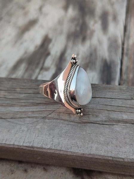 Boho Moonstone Healing Crystal Ring Rings - The Burner Shop