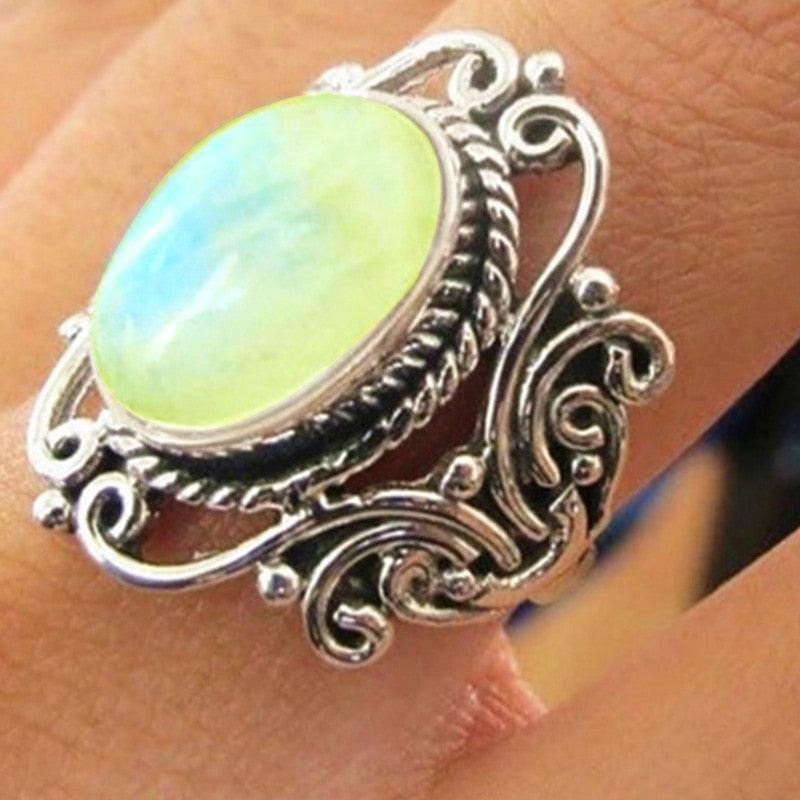 Boho Moonstone Healing Crystal Ring Rings - The Burner Shop