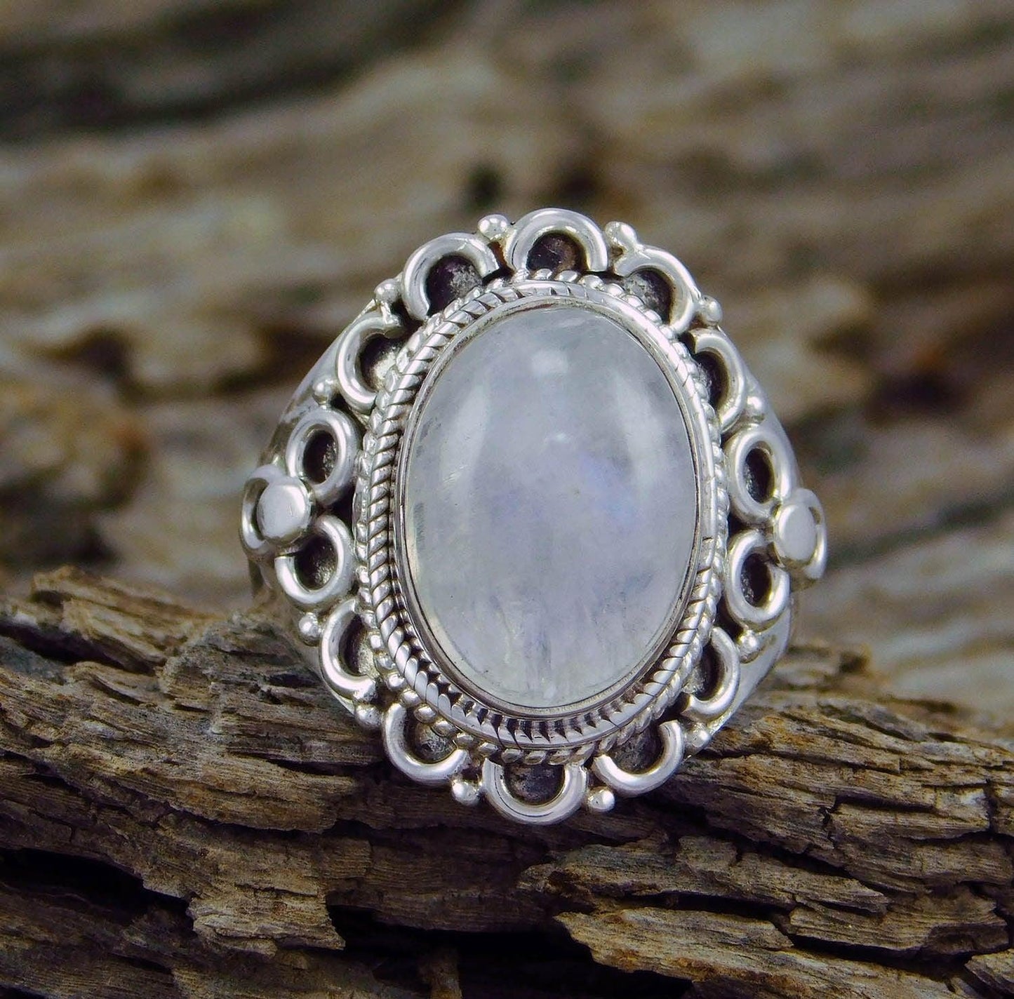 Boho Moonstone Healing Crystal Ring Rings - The Burner Shop