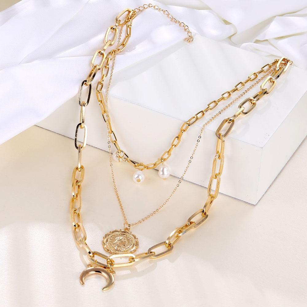 Boho Multi Layered Coin Pendant Necklaces Necklaces - The Burner Shop