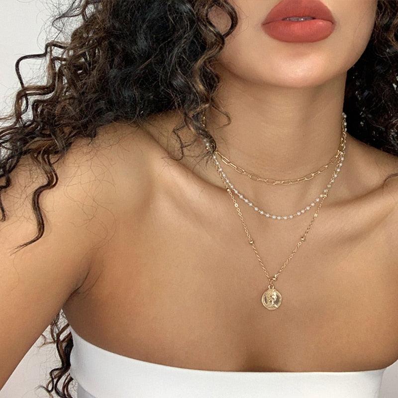 Boho Multi Layered Coin Pendant Necklaces Necklaces - The Burner Shop