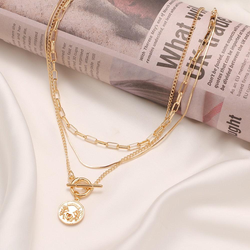 Boho Multi Layered Coin Pendant Necklaces Necklaces - The Burner Shop