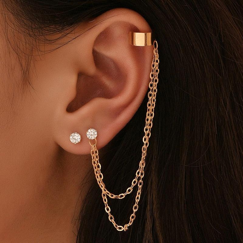 Boho Multilayer Long Tassel Ear Cuff Earrings - The Burner Shop