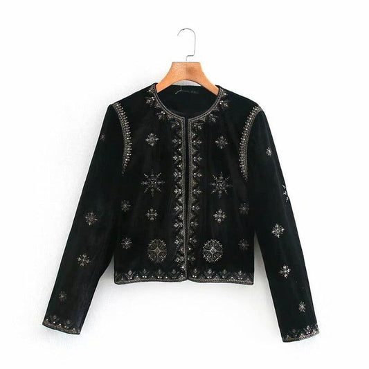 Boho Retro Velvet Jacket Jackets - The Burner Shop